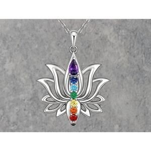 Lotus Flower Chakra Boho Silver Necklace